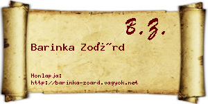 Barinka Zoárd névjegykártya